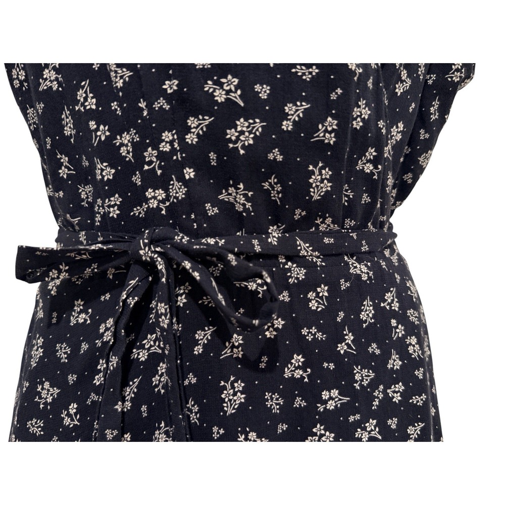 Polo Ralph Lauren Floral Wrap Dress 10 Navy Midi Cottagecore Cotton Ruffle - Picture 8 of 13